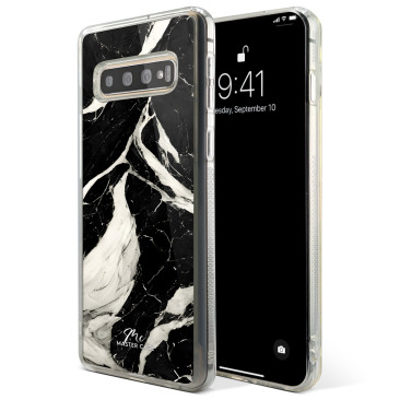 Coque Samsung Galaxy S21 Ultra Marbre Noir et Blanc 1 Grip Antichoc Translucide
