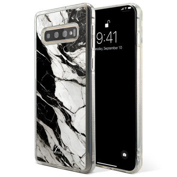 Coque Samsung Galaxy S21 Ultra Marbre Noir et Blanc 2 Grip Antichoc Translucide