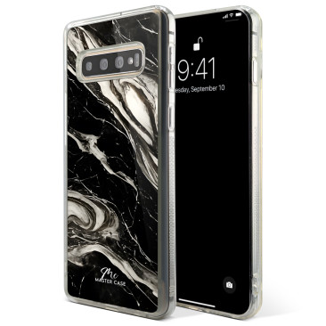 Coque Samsung Galaxy S21 Ultra Marbre Noir et Blanc 4 Grip Antichoc Translucide